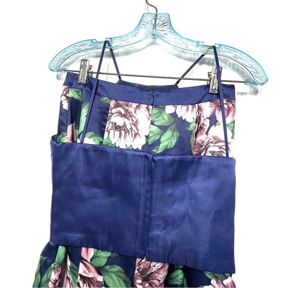 JVN by Jovani Navy Multi Floral Print Tow Piece Proms Dress 2 - Picture 7 of 14